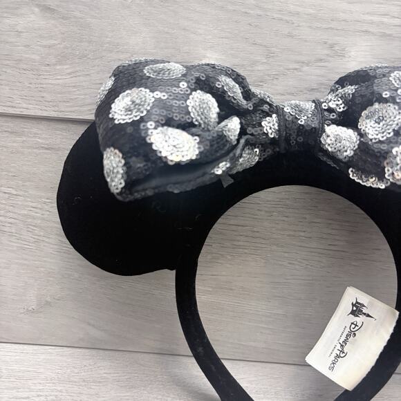 Disney Interchangeable Bow Headband Black Silver Sequin Minnie Mouse Ears main image 4